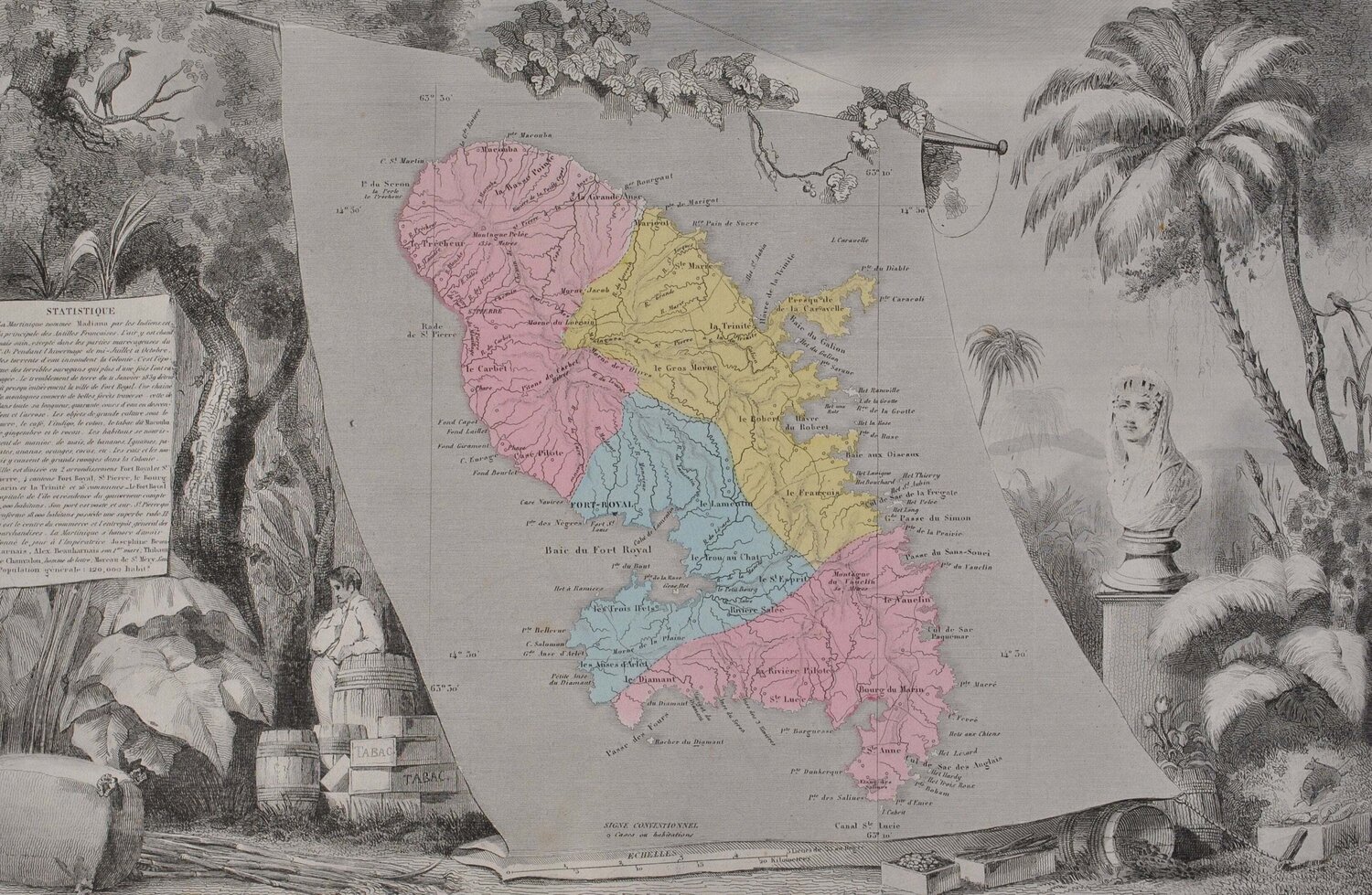 Carte ancienne de la Martiniqu Victor Levasseur