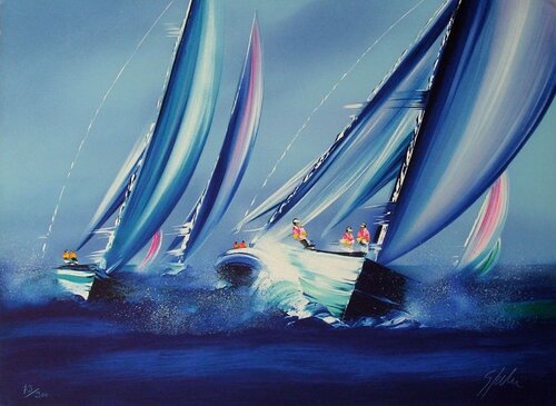 Le passage de la lignée d'arrivée en régate von Victor Spahn, Druck kaufen auf Singulart