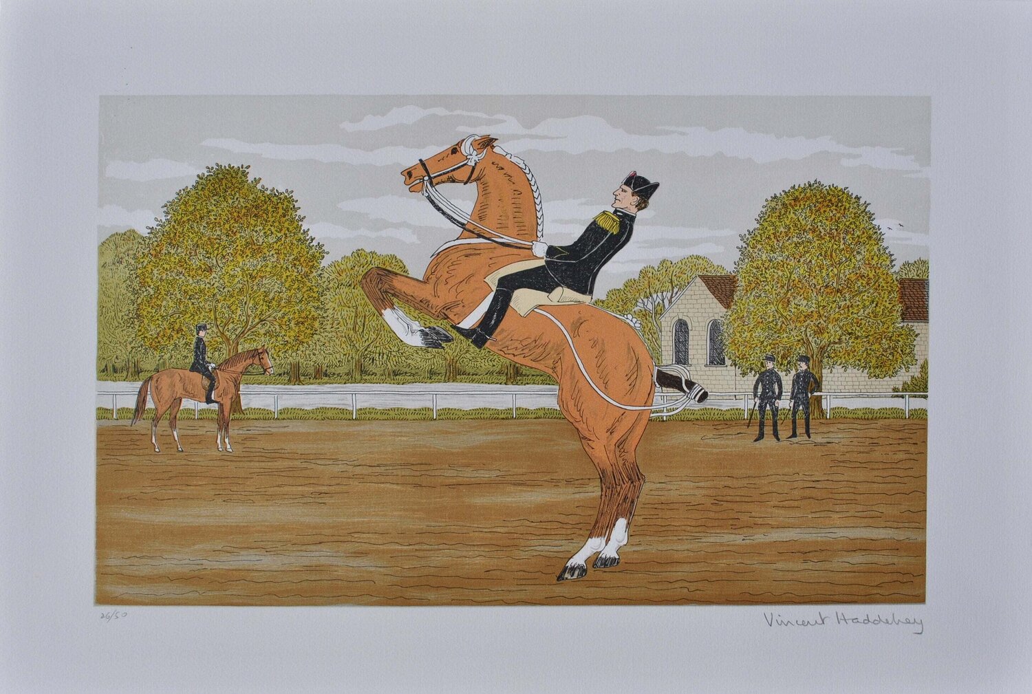 Cavalier à Saumur, Lithographie originale signée Vincent Haddelsey Stampa in vendita