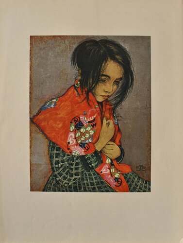 Petite fille au foulard de Walter Sauer, Impresión a la venta en Singulart