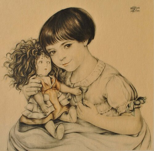 Portrait d'enfant von Walter Sauer, Druck kaufen auf Singulart