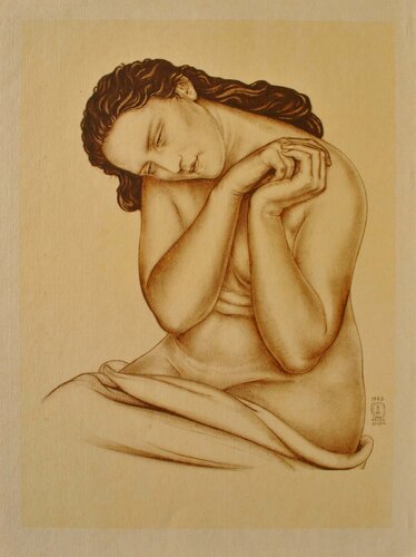 Modèle à la tête penchée by Walter Sauer, 版画 for Sale on Singulart