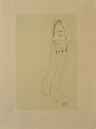Femme aux yeux clos de Walter Sauer, Impresión a la venta en Singulart