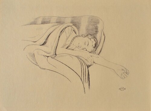 Jeune femme dormant Walter Sauer