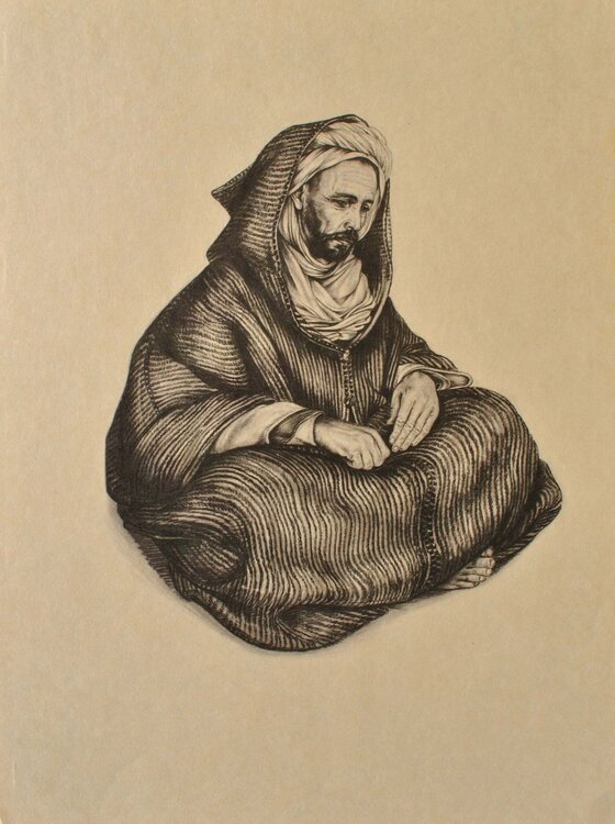 Homme arabe assis Walter Sauer