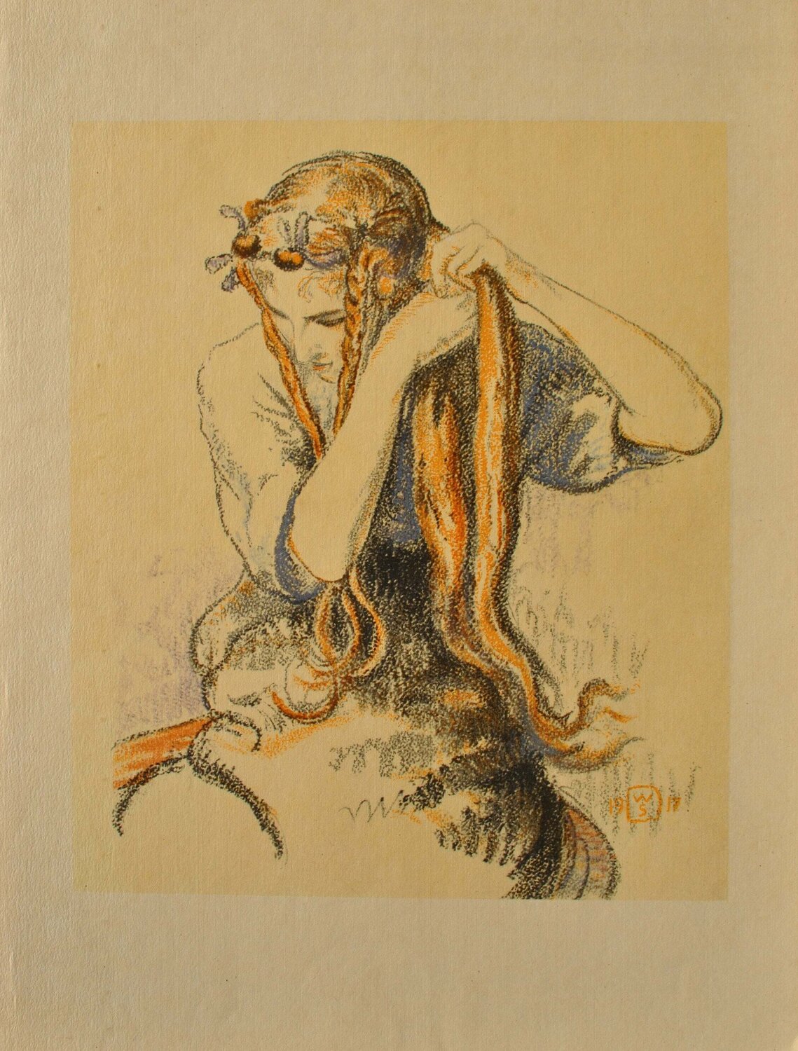 Jeune fille aux tresses Walter Sauer Impresión en venta