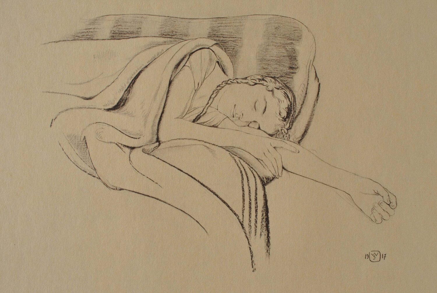 Jeune femme dormant Walter Sauer