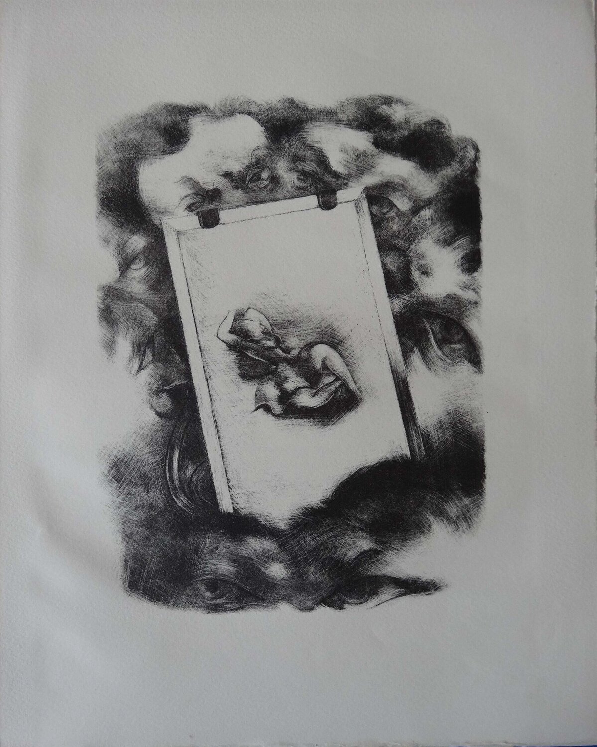 Sous surveillance, Lithographie originale Yves Alix Impresión en venta