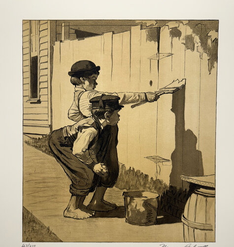 Whitewashing the Fence von Norman Rockwell, Druck kaufen auf Singulart