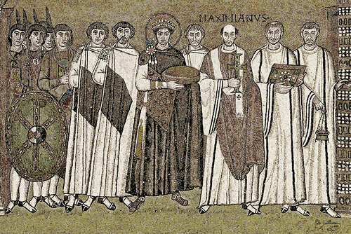 Justinian I, Emperor of the Byzantine Empire. Mosaic of San Vitale, Ravenna von Pablo Guillamon, Digital kaufen auf Singulart