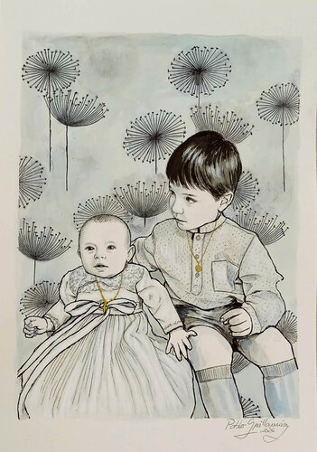 Portrait of two child-1-at request van Pablo Guillamon, Schilderij te koop op Singulart