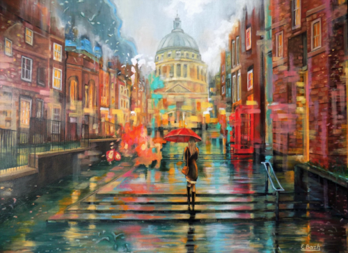 Rainy Reverie at Saint-Paul's Cathedral von Eva Bazhenova, Malerei kaufen auf Singulart
