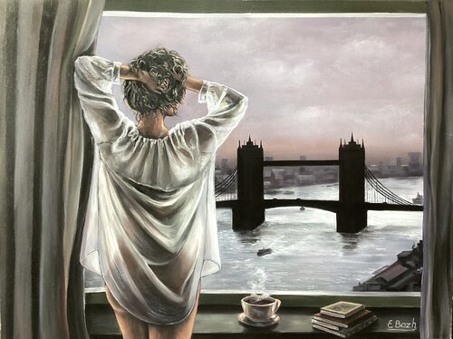 Morning Reverie: London Bridge View Eva Bazhenova