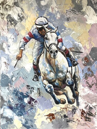 Full Speed Ahead: The Jockey's Race von Eva Bazhenova, Malerei kaufen auf Singulart