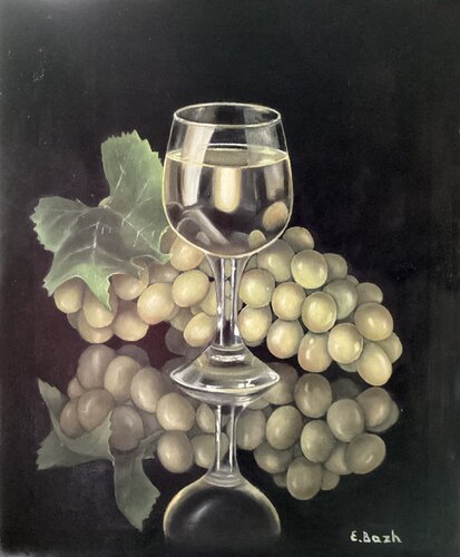 "Harmony in Bacchus" Embrace: Wine and Grapes von Eva Bazhenova, Malerei kaufen auf Singulart