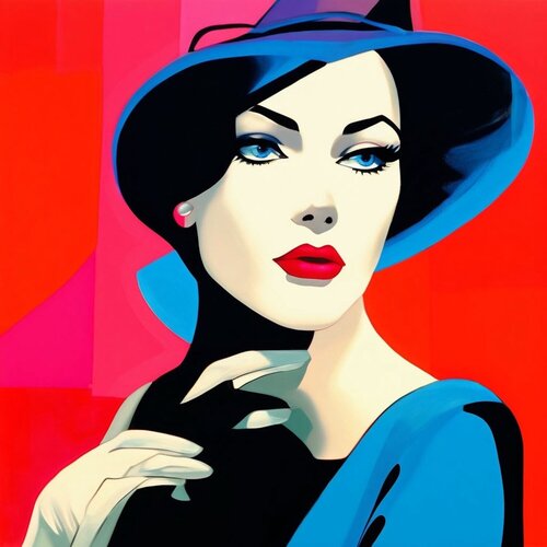 Deco Elegance: Portrait of Grace de Eva Bazhenova, Digital a la venta en Singulart