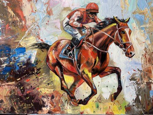 Thundering Hooves: Jockey's Race von Eva Bazhenova, Malerei kaufen auf Singulart