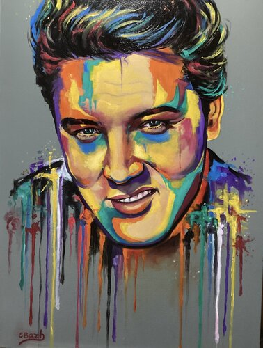 King of Rock'n'Roll: Tribute to Elvis Presley von Eva Bazhenova, Malerei kaufen auf Singulart