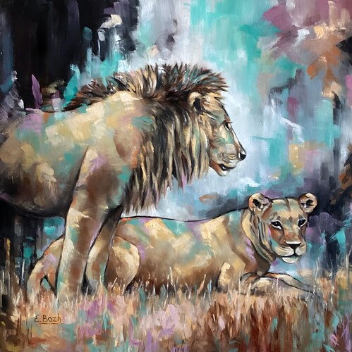 Guardians of the Savannah von Eva Bazhenova, Malerei kaufen auf Singulart