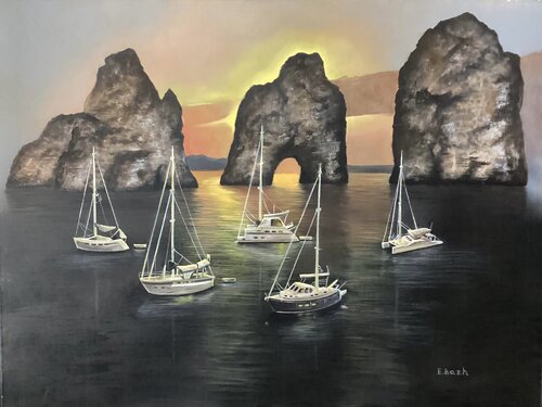 The Sunset in Albufeira by Eva Bazhenova, 油畫 for Sale on Singulart