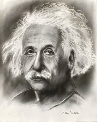 Timeless Genius: Albert Einstein di Eva Bazhenova, Pittura in vendita su Singulart