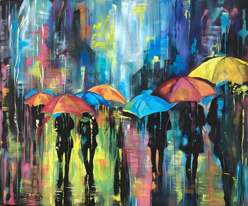 Rainbow Rain 2 van Eva Bazhenova, Schilderij te koop op Singulart