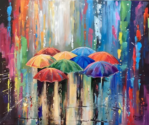 Umbrellas of Hues von Eva Bazhenova, Malerei kaufen auf Singulart