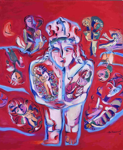 PASE DEL NIÑO EN ROJOS di Miguel Betancourt, Pittura in vendita su Singulart