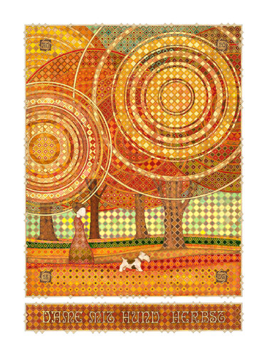 The Lady With The Dog - Autumn PRINT di Dobri Gjurkov, Stampa in vendita su Singulart