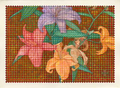 Moonflowers_3_76x56_ORIG di Dobri Gjurkov, Opera su carta in vendita su Singulart