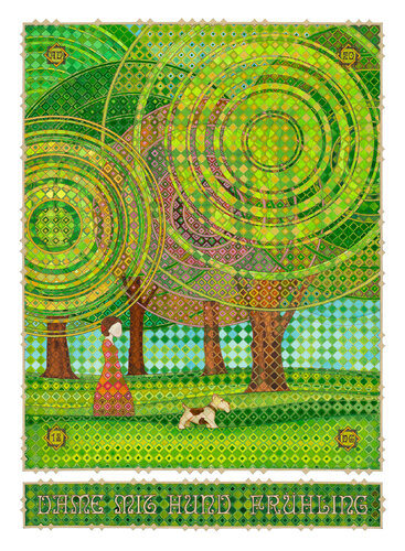 The Lady With The Dog - Spring ORIG di Dobri Gjurkov, Opera su carta in vendita su Singulart