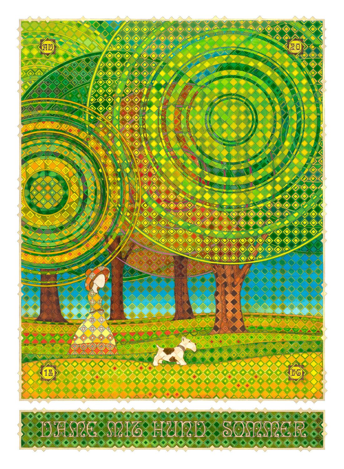 The Lady With The Dog - Summer ORIG Dobri Gjurkov Werk auf Papier zu verkaufen