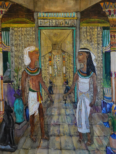 Date Night in Ancient Egypt van Michael Hartstein, Schilderij te koop op Singulart