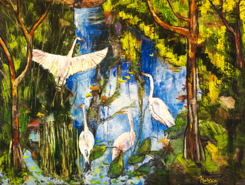 Gathering Egrets von Michael Hartstein, Malerei kaufen auf Singulart