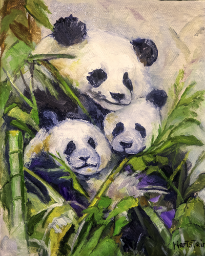 Panda Picnic by Michael Hartstein, Painting for Sale on Singulart
