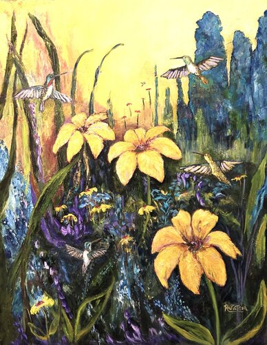 Where Hummingbirds Gather von Michael Hartstein, Malerei kaufen auf Singulart