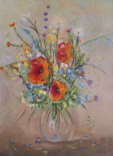Mazzolin di Fiori  (Blumenstrauss) de Antonio Visciano, Pintura a la venta en Singulart