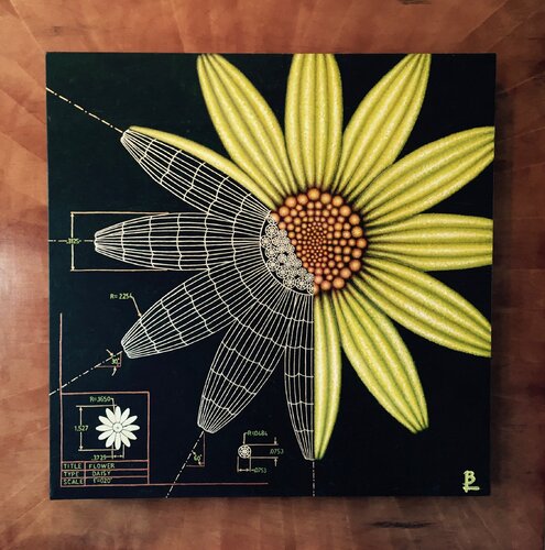 Flower Power Yellow Daisy di Breandan Lee, Pittura in vendita su Singulart
