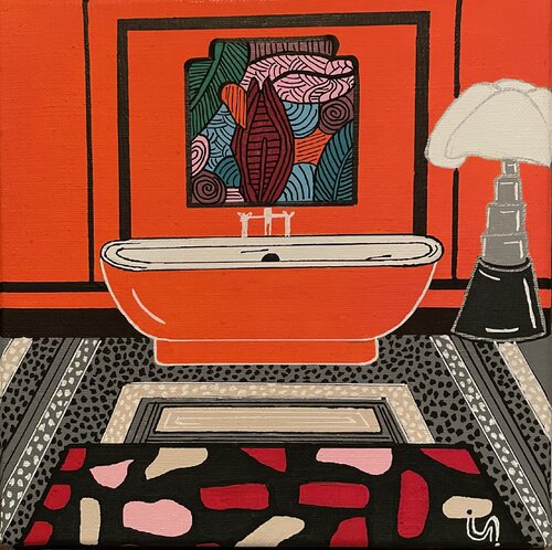 Ah c’qu’on est bien quand on est dans son bain by ISIS ., 油畫 for Sale on Singulart