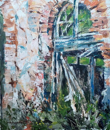 RUINAS DE LA ESTACIÓN DE TREN DE ORTIGOSA DE PESTAÑO - SEGOVIA di Maylu García, Pittura in vendita su Singulart
