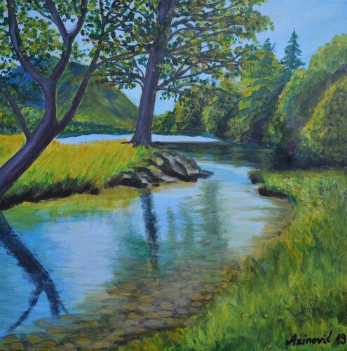 Flussufer in Sommer by Davorka Azinovic, Painting for Sale on Singulart