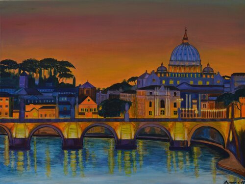 Sonnenuntergang in Rom by Davorka Azinovic, Painting for Sale on Singulart