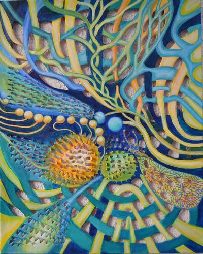 Bienen und Blumen van Davorka Azinovic, Schilderij te koop op Singulart