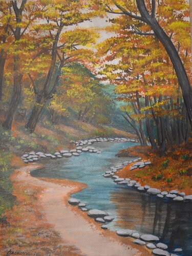 Spaziergang am Fluss by Davorka Azinovic, Painting for Sale on Singulart