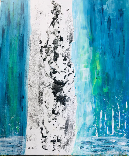 Abstrakt blau-weiß van Ingrid Sellami, Schilderij te koop op Singulart