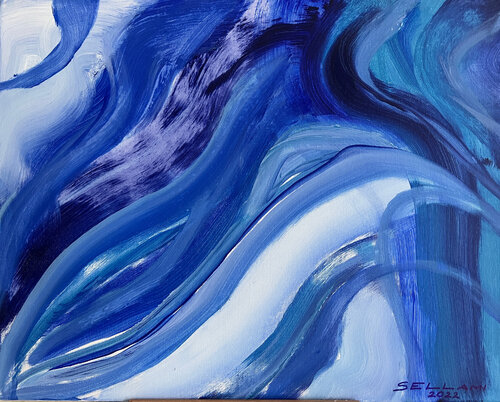 Blue Waves di Ingrid Sellami, Pittura in vendita su Singulart