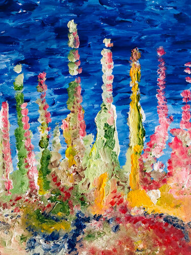 Bunte Türmchen van Ingrid Sellami, Schilderij te koop op Singulart