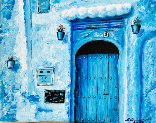 Chefchaouen Door von Ingrid Sellami, Malerei kaufen auf Singulart