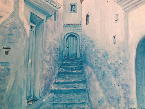 Chefchaouen di Ingrid Sellami, Pittura in vendita su Singulart