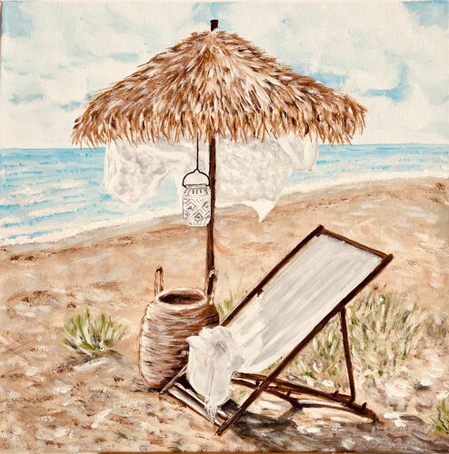 Chilling on the beach by Ingrid Sellami, Painting for Sale on Singulart